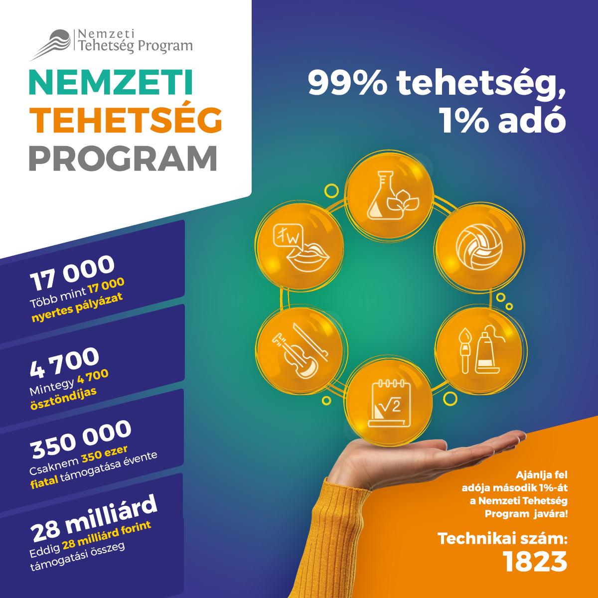 Kérjük ajánlja fel adója második 1%-át a Nemzeti Tehetség Program javára és támogassa a tehetségeket!